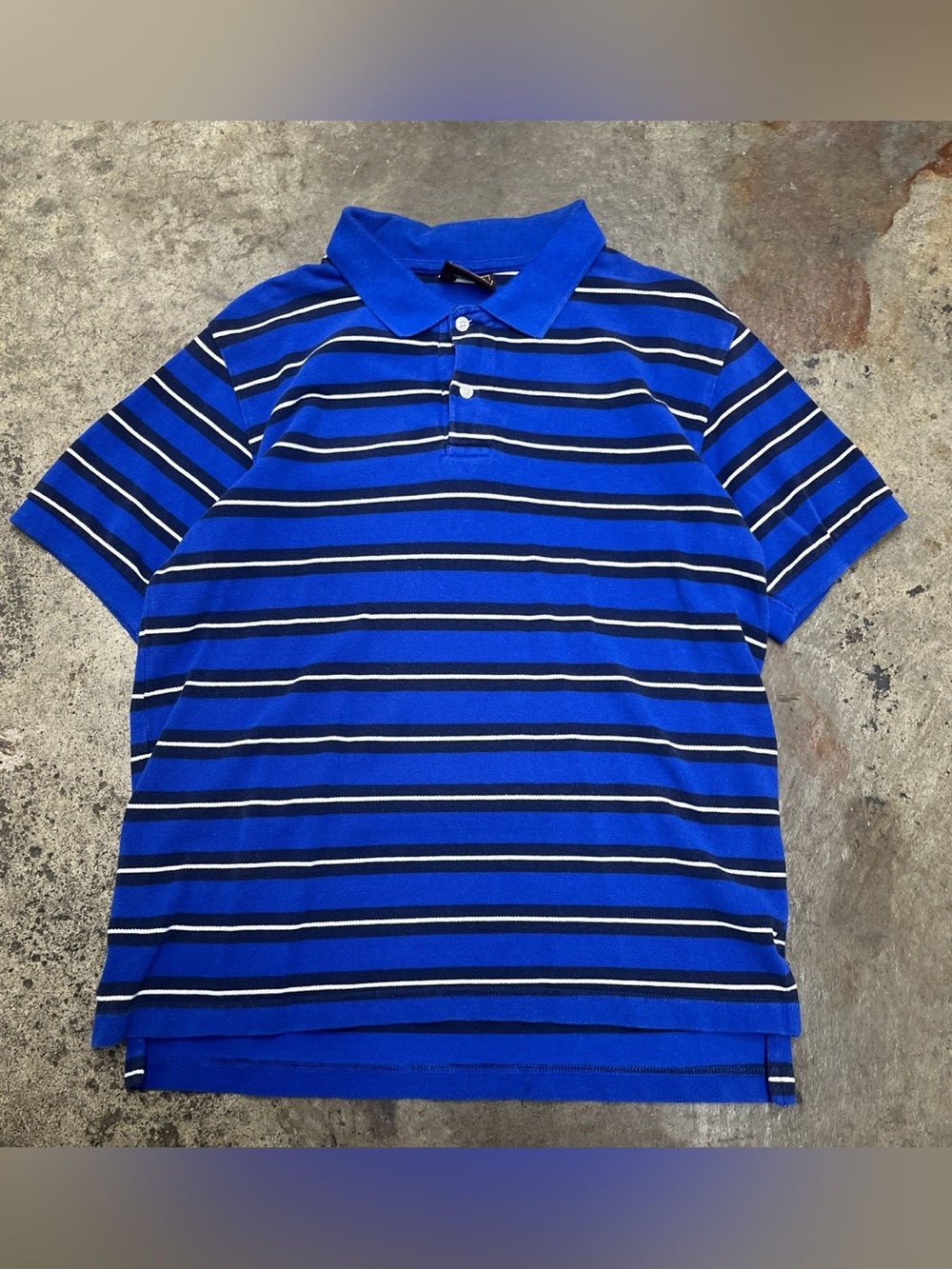 Y2K Steve & Barry Striped Polo Shirt Men’s Medium Blue Preppy Streetwear Casual